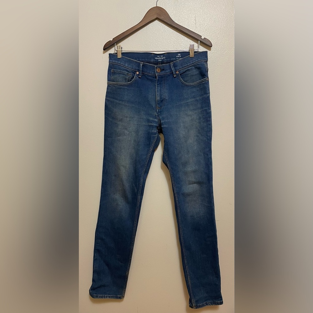 Mango Men's Straight Blue Jeans